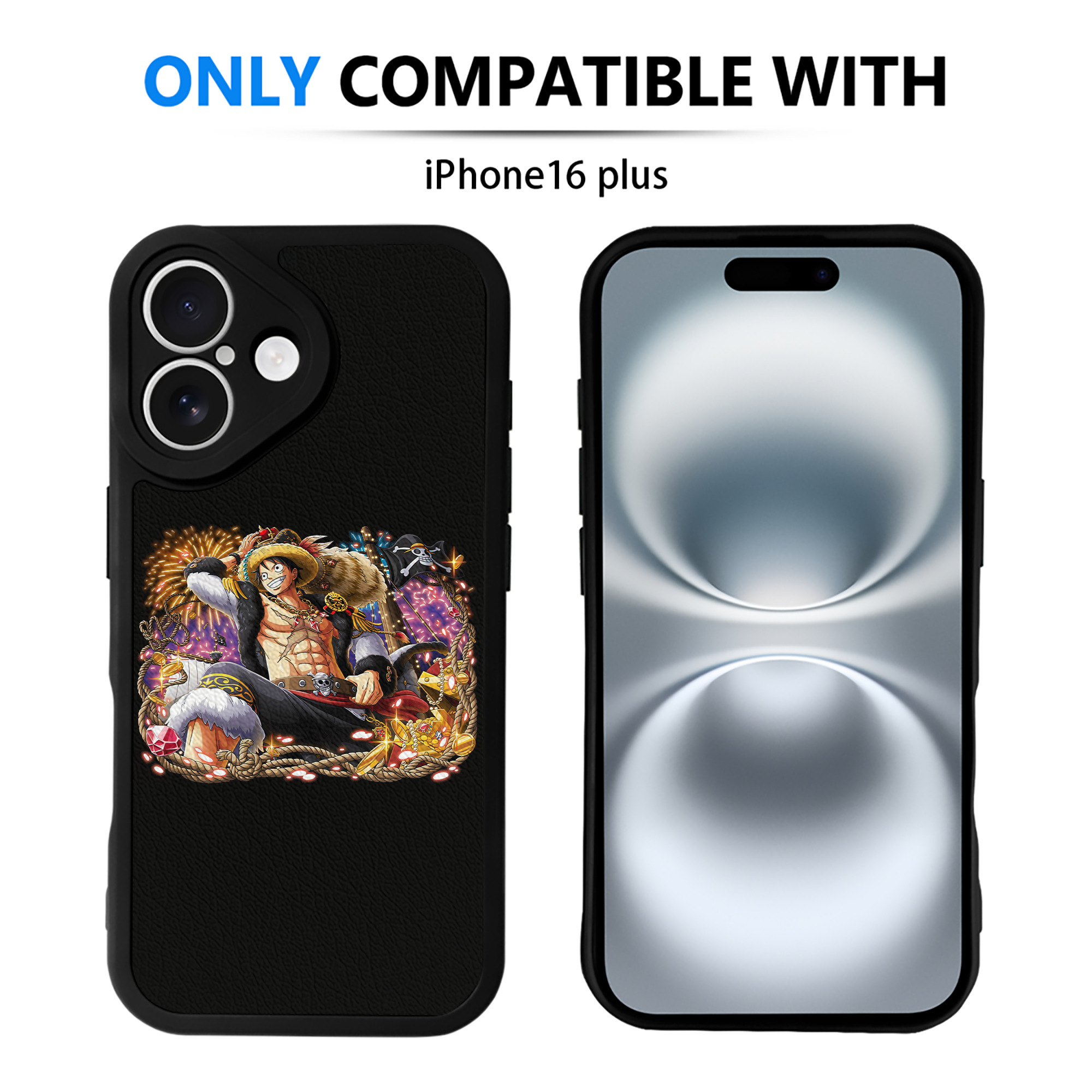 （画像用） ワンピース モンキー・D・ルフィ ONE PIECE Monkey D. Luffy 【iPhone 16シリーズ対応】シリコンスマホケース（レザー調） 材質：シリコン